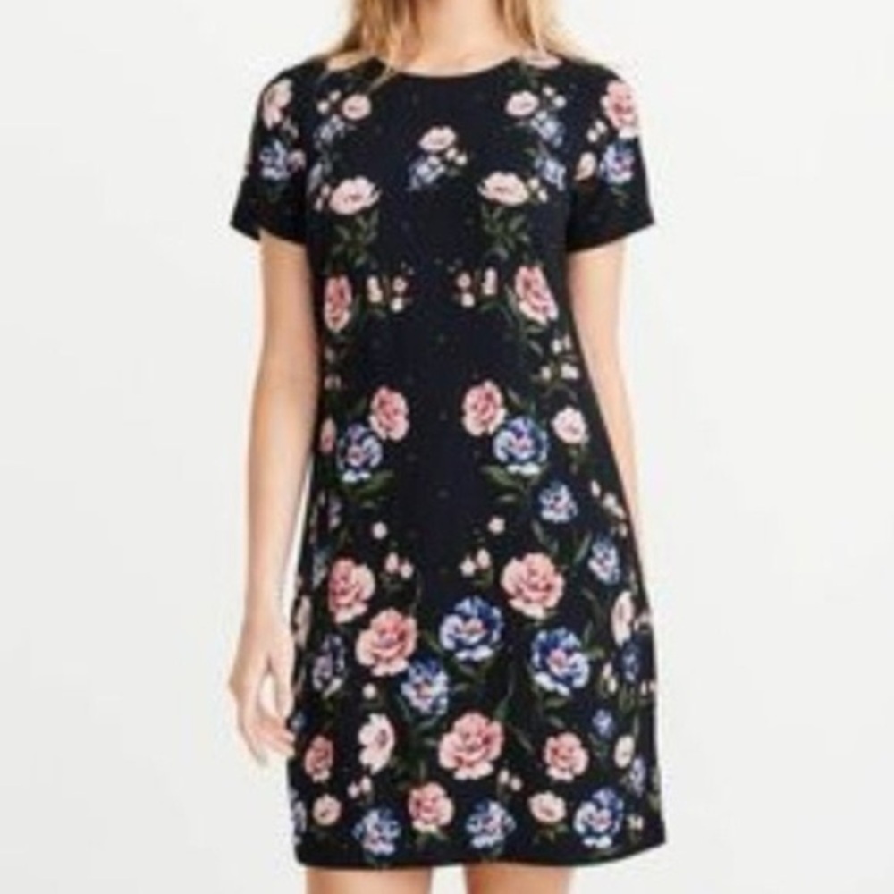 Abercrombie & Fitch Black Floral Mini Dress S Short Sleeve A-Line Cottagecore